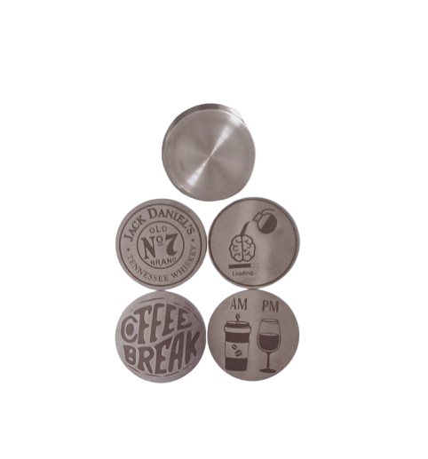 Set 4x Suport Băuturi Coaster Inox Gravate